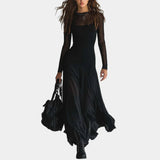 Lunaria | Long Black Tulle Dress with Ethereal Charm