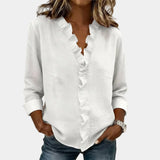 Flavie | Blouse with V-neck and delicate ruffles