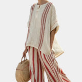 Mirella | Structured Red Striped Top and Pants