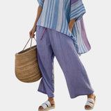 Carlotta | Elegant lavender and sky blue outfit with pants
