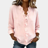 Flavie | Blouse with V-neck and delicate ruffles