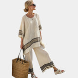 Mariella | Elegant Black Striped Top and Flowing Pants