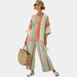 Elisabetta | Elegant Asymmetrical Top and Wide Leg Pants