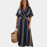 Orlane | Striped Cross Midi Dress