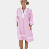 Eunice | Short Sleeve Striped Dress with V-Neck
