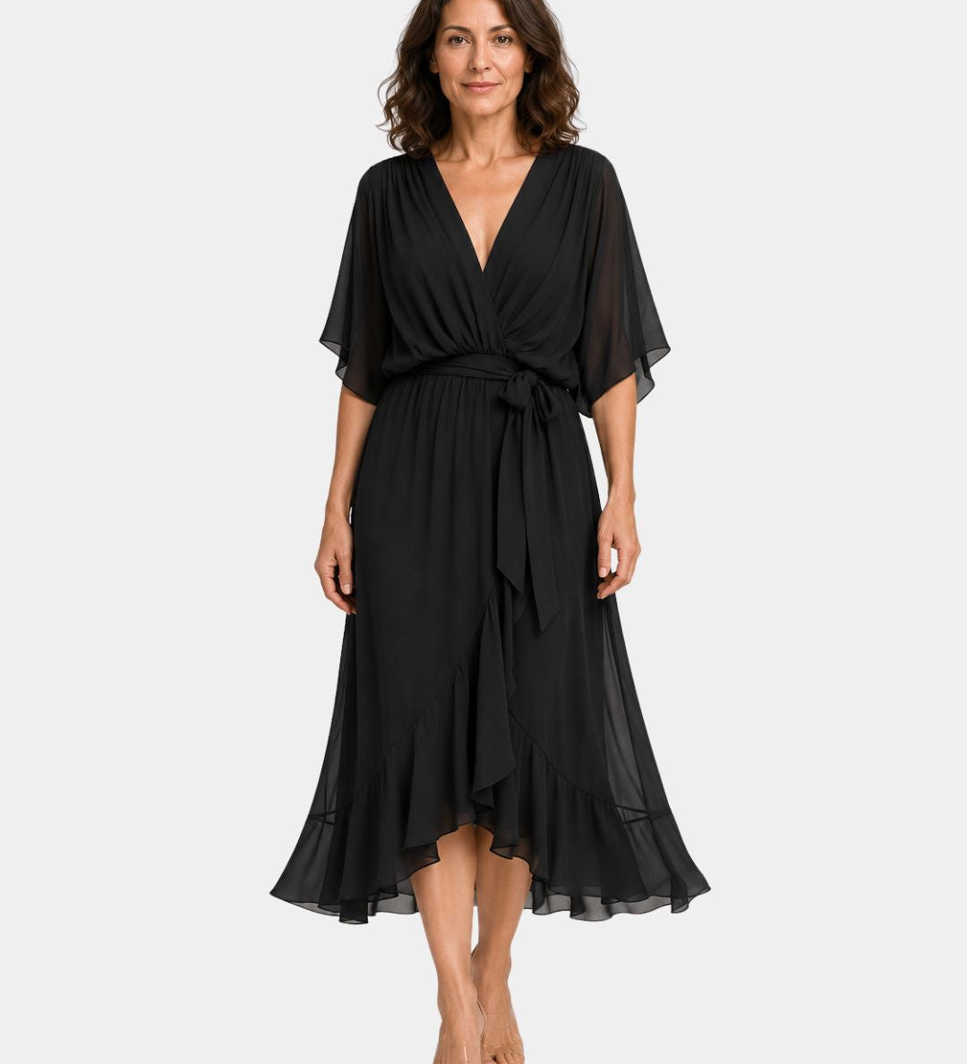 Carmen | Chiffon Dress with V-Neck