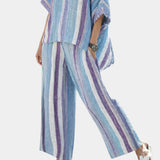 Yasmine | Elegant pastel purple top and striped pants