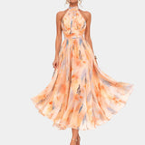 Louna | Halter Neck Dress with Watercolor Print