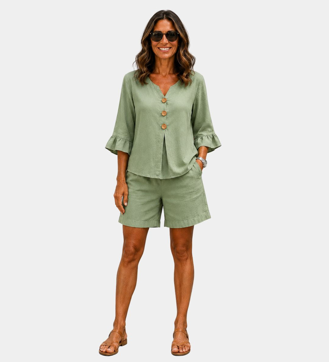 Auberte | Shorts and Blouse Set