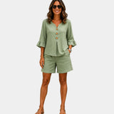Auberte | Shorts and Blouse Set