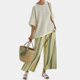 Caterina | Sophisticated Top and Striped Pants