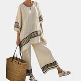 Mariella | Elegant Black Striped Top and Flowing Pants
