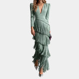 Eulalie | Elegant Midi Dress with Fringe Sleeves