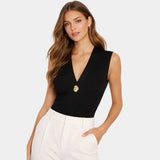 Félicie | Knitted Vest with Button Detail and V-Neck