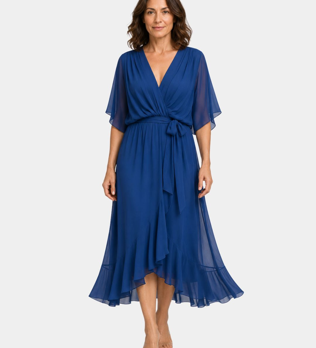 Carmen | Chiffon Dress with V-Neck