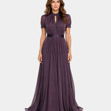 Tiphaine | Dress with a neckline and chiffon lace finishes