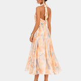 Louna | Halter Neck Dress with Watercolor Print
