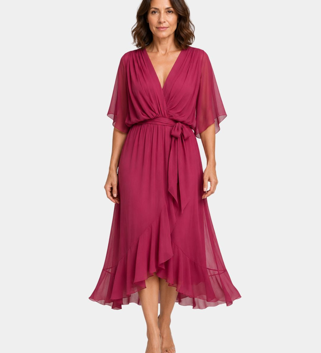 Carmen | Chiffon Dress with V-Neck