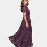 Tiphaine | Dress with a neckline and chiffon lace finishes