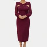 Lucie | Crossed Midi Dress with Sleeves