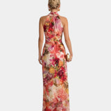 Cyanelle | Floral Maxi Dress with Halter Neck