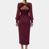 Lucie | Crossed Midi Dress with Sleeves