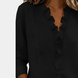 Flavie | Blouse with V-neck and delicate ruffles