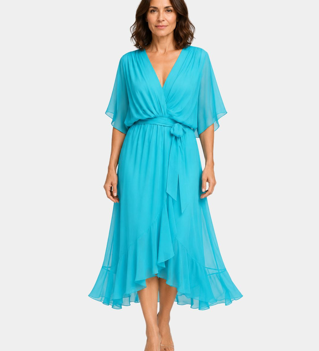 Carmen | Chiffon Dress with V-Neck