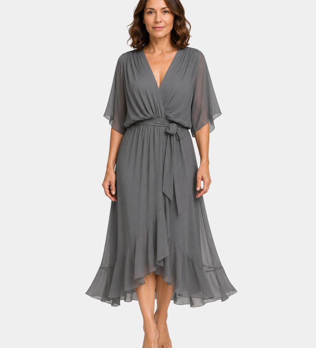 Carmen | Chiffon Dress with V-Neck