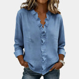 Flavie | Blouse with V-neck and delicate ruffles