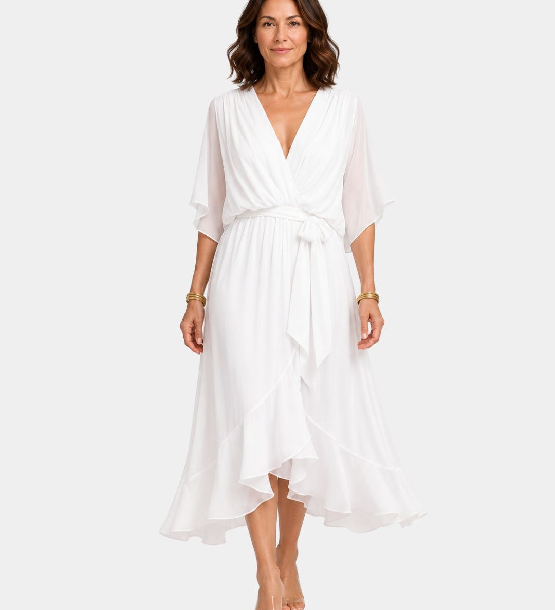 Carmen | Chiffon Dress with V-Neck