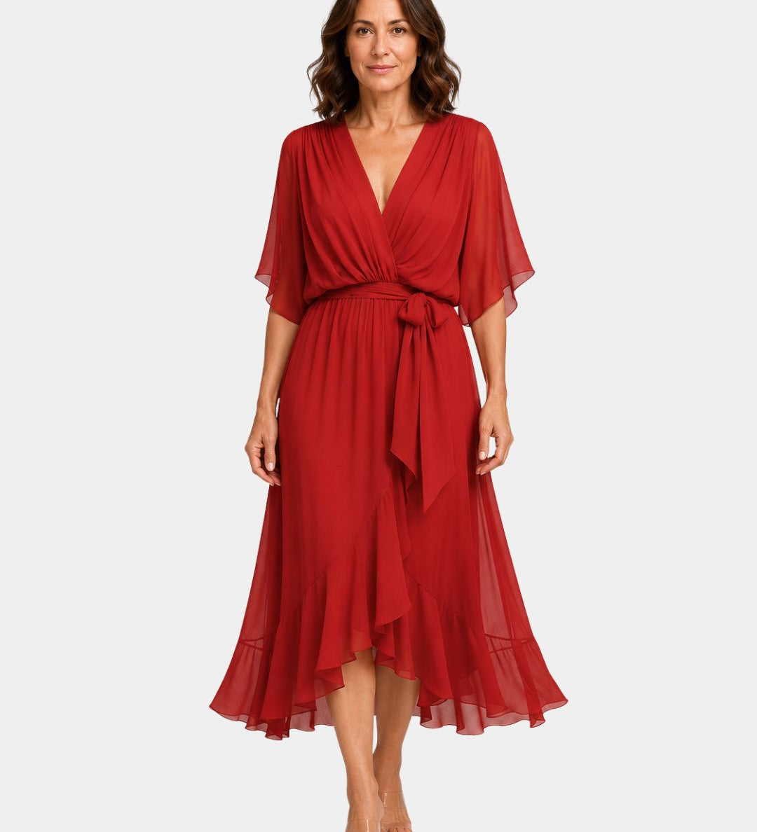 Carmen | Chiffon Dress with V-Neck