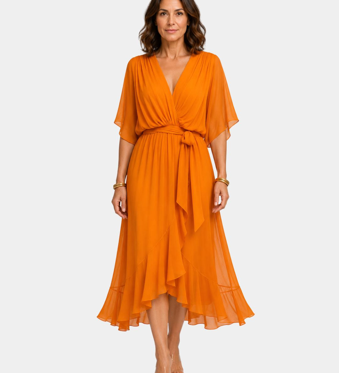 Carmen | Chiffon Dress with V-Neck