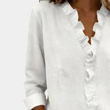 Flavie | Blouse with V-neck and delicate ruffles