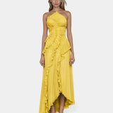 Féodora I Asymmetrical Maxi Dress in Lavender with Ruffles