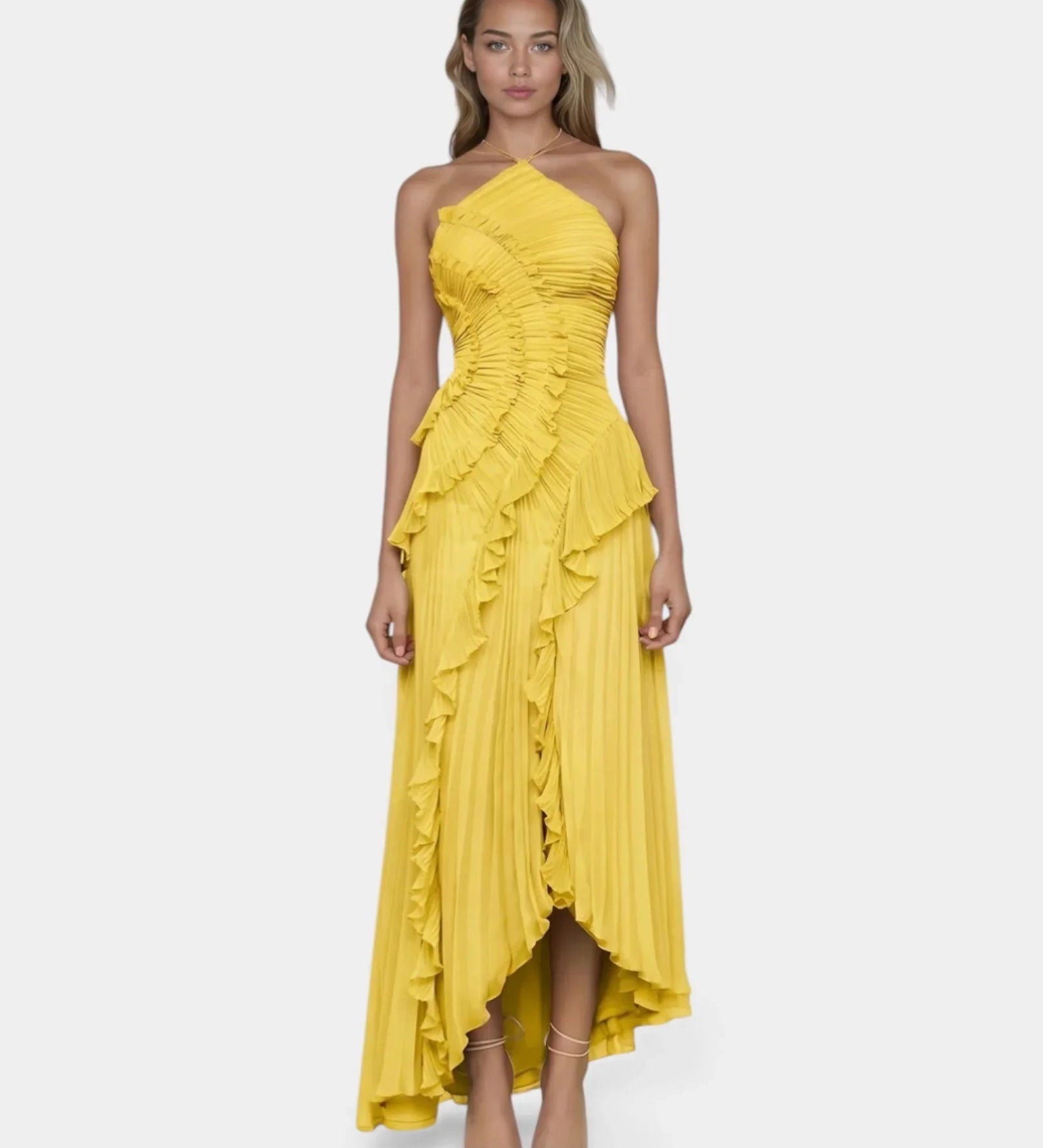 Féodora I Asymmetrical Maxi Dress in Lavender with Ruffles