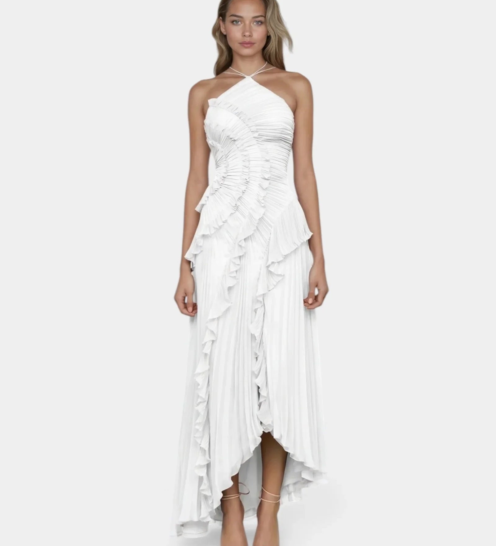 Féodora I Asymmetrical Maxi Dress in Lavender with Ruffles