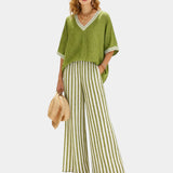 Tristane | Striped Pants and Blouse Set