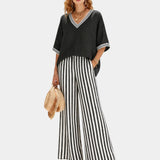 Tristane | Striped Pants and Blouse Set