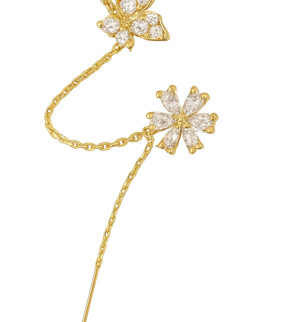 Marie | Butterfly and Flower Ear Cuff
