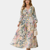 Seraphine | Short Sleeve Maxi Dress with V-Neck
