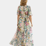 Seraphine | Short Sleeve Maxi Dress with V-Neck