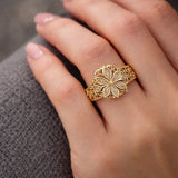 Jeanne | Exotic Gold Ring Zirconia Flower