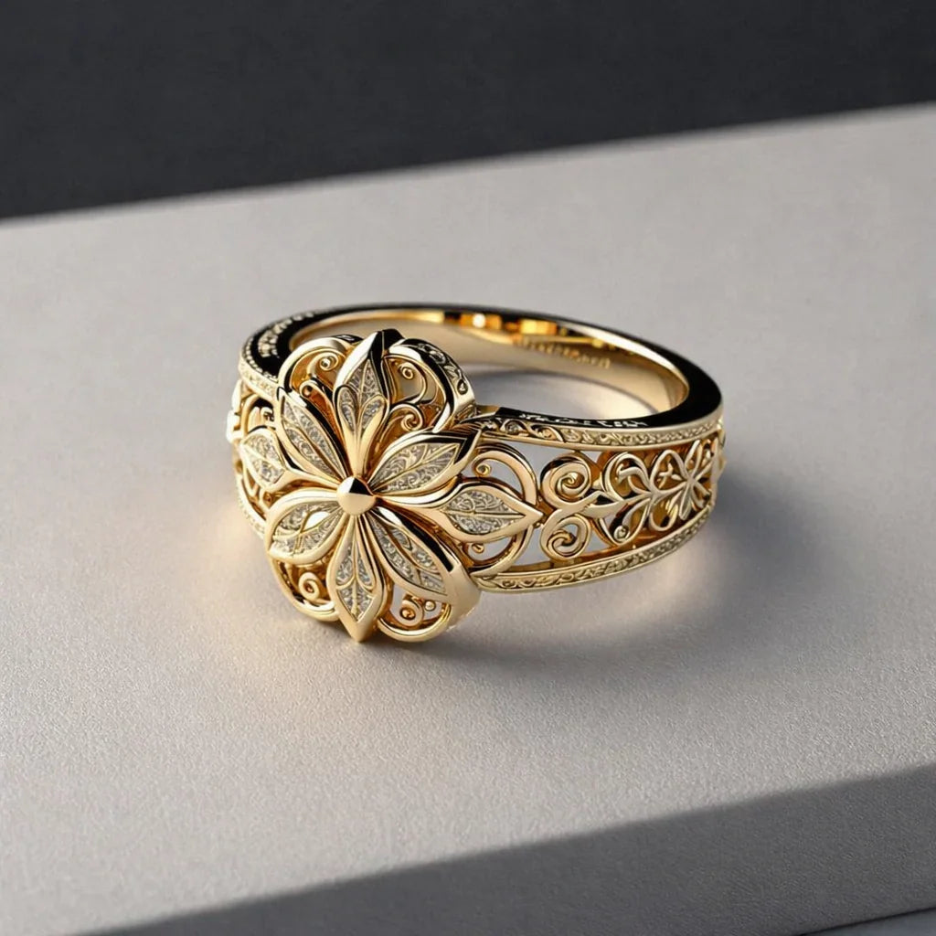Jeanne | Exotic Gold Ring Zirconia Flower