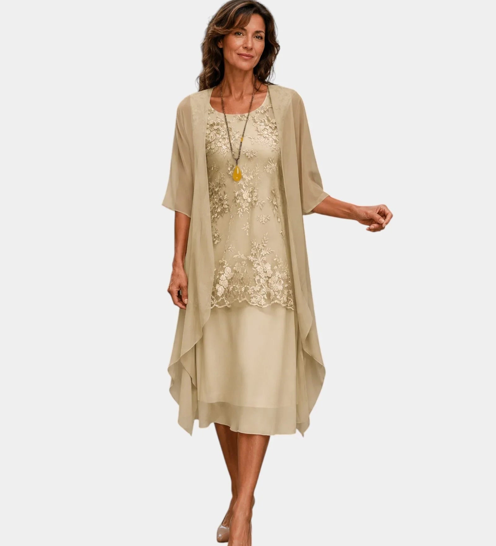 Mahélia | Elegant Two-Piece Chiffon Dress