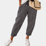 Sofie – Breathable, Casual, and Elegant Pants (Black Striped)