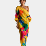 Daisy | Artistic Maxi Dress with One Shoulder