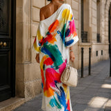 Daisy | Artistic Maxi Dress with One Shoulder