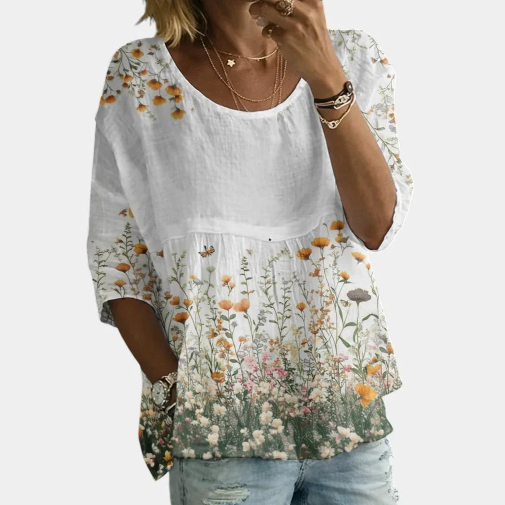 Laure | Embroidered Flower Blouse