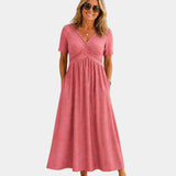 Adriennette | Dress with Crossed V-Neck and Pockets